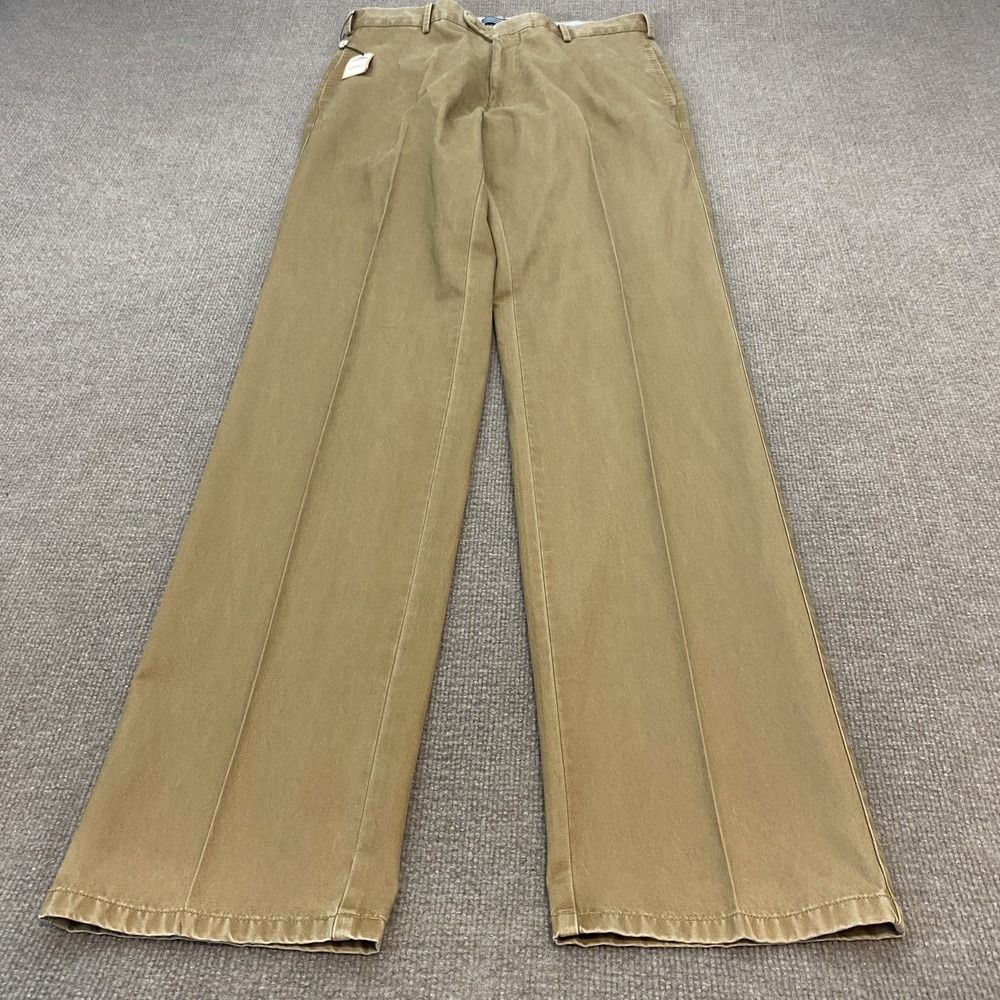 Peter Millar Pants Mens 32x36 British Tan Washed Twill Chino Straight Leg Cotton